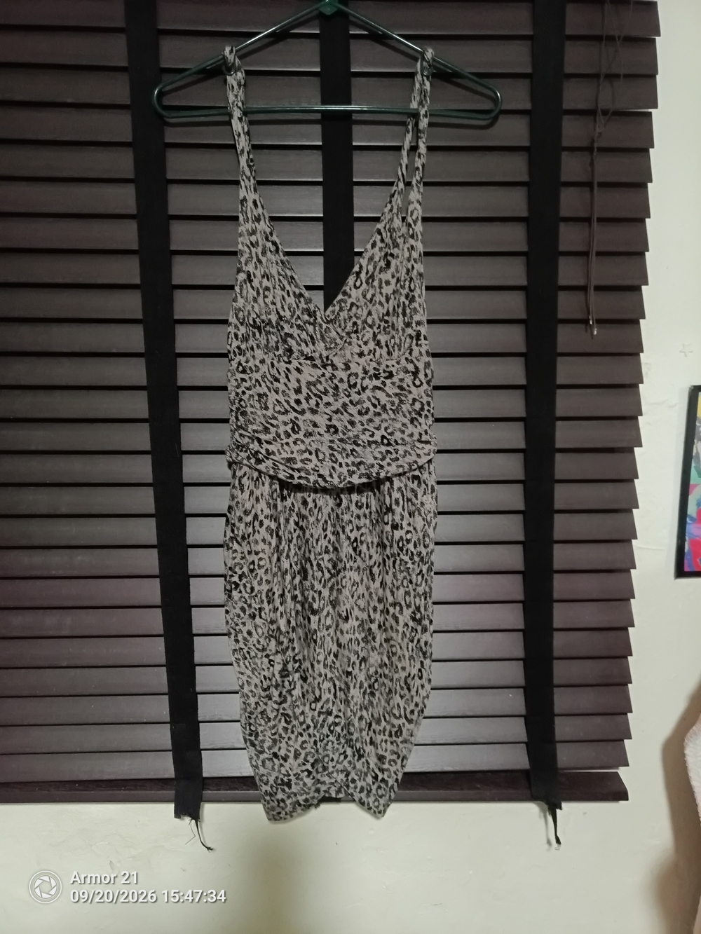 Guess Taupe and Black Leopard Print Sleeveless Mini Dress